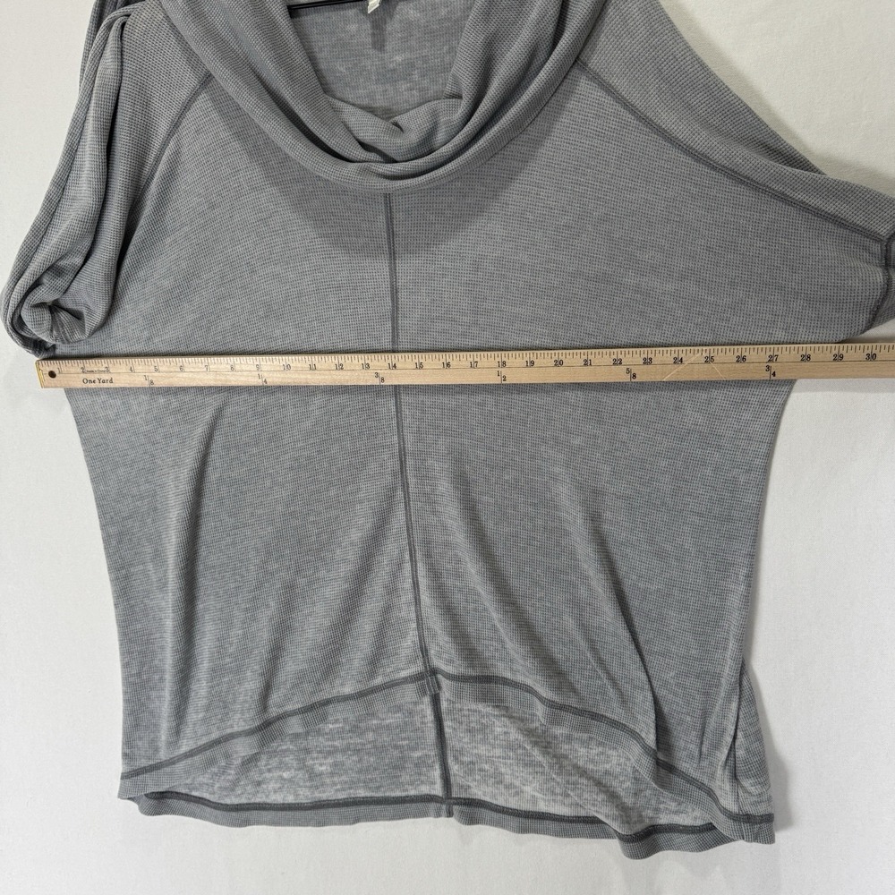 Lucky Brand Top Womens XL Gray Tunic Waffle Knit Burnout Cowl Stretchy Lounge‎ - Picture 12 of 13